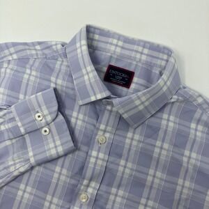 UNTUCKit Performance Men's Large Slim Fit Plaid Button Up Shirt  Purple White